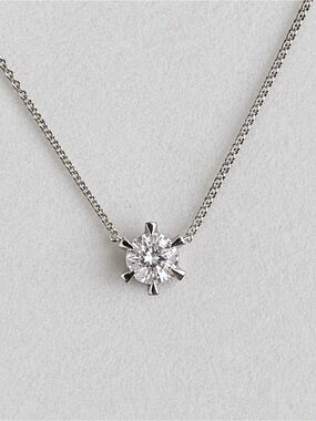 Vintage Platinum 850 .30 CT Diamond Solitaire Necklace Pendant